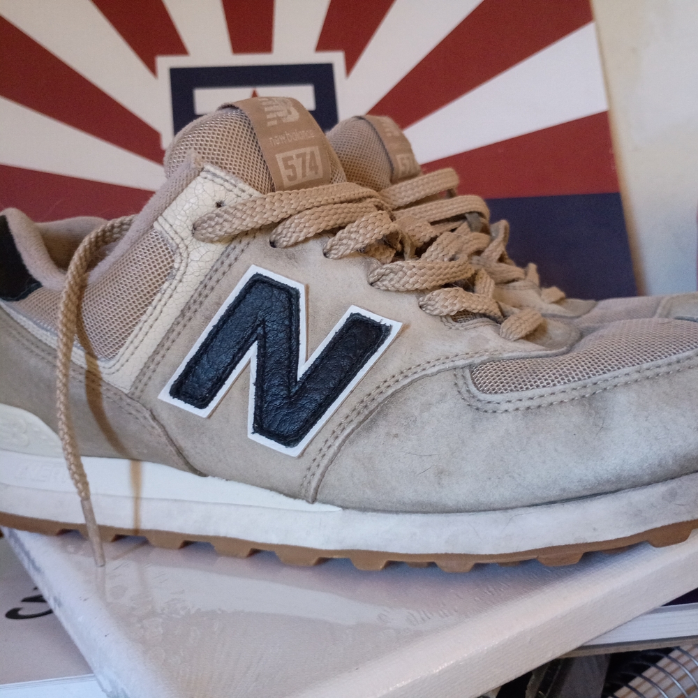 Sold- New Balance 574 Cream and Black Sneakers